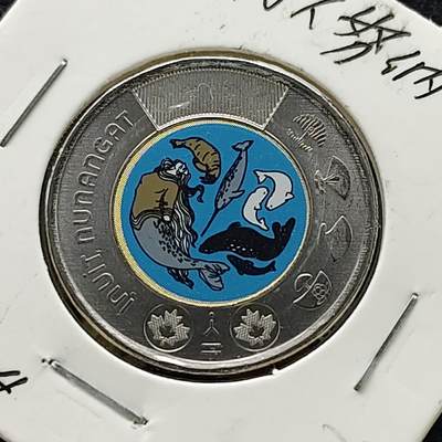 【全场包邮】纯粹捡漏拍476场（免费代拍第13场）调整中 - 加拿大2024年2元因纽特努纳特彩色双色纪念币