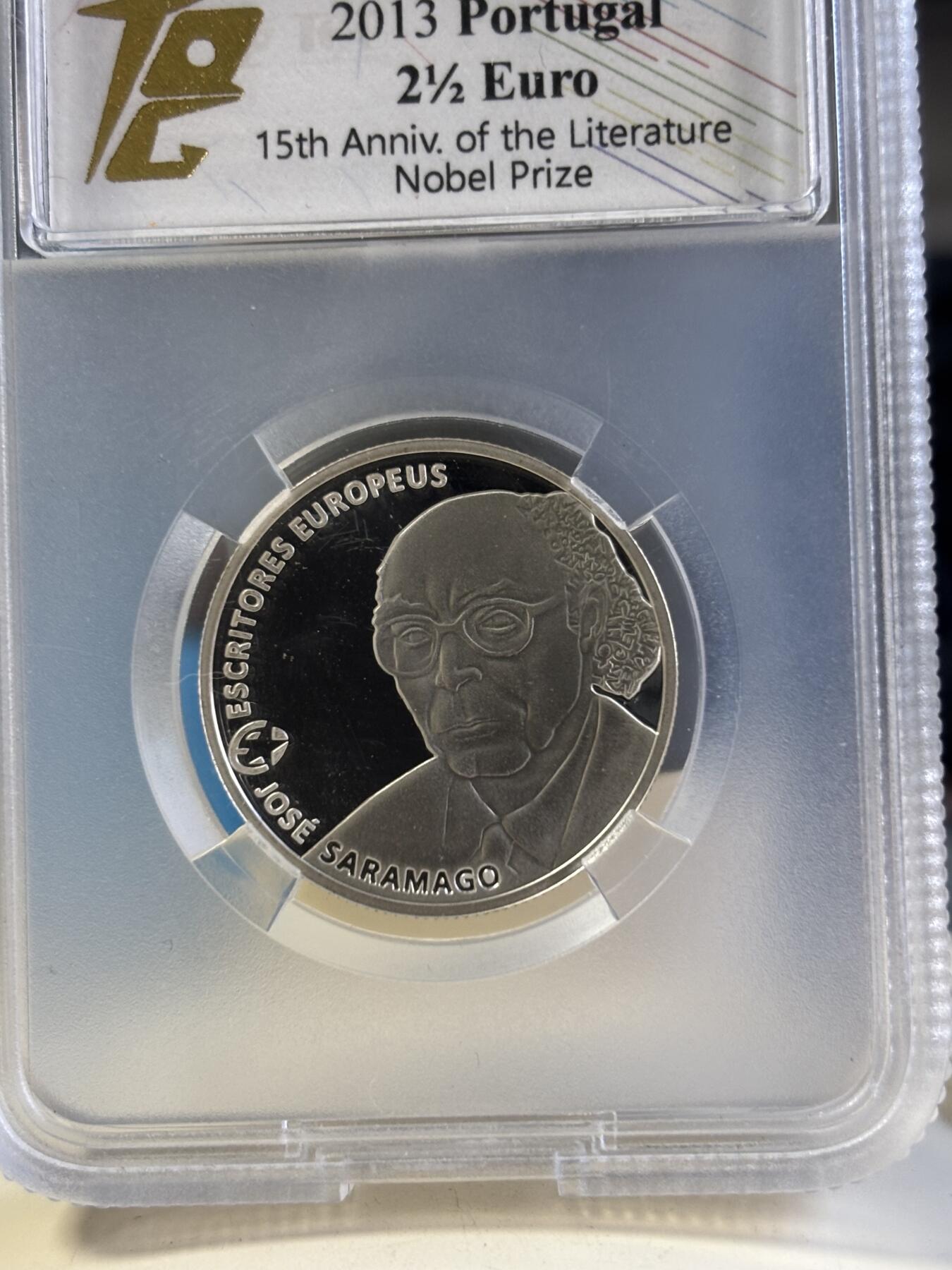 第181期拍卖 葡萄牙2013年诺贝尔文学奖何塞萨拉马戈银币TQG-PF68,,925银，12克，发行4000枚