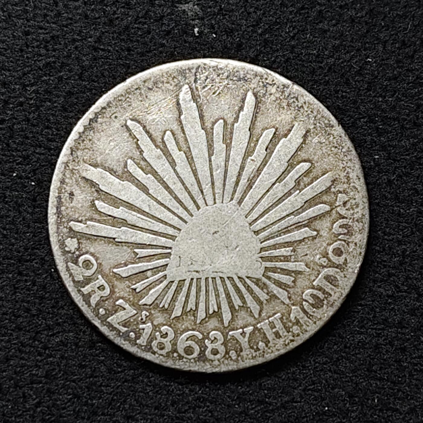 【全场包邮】纯粹捡漏拍476场（免费代拍第13场）调整中 墨西哥1868年2瑞尔银币