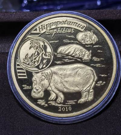 北京马甸外国币专卖第145期，外国币专场，陆续上拍，欢迎关注 - 2010年朝鲜50元动物河马精制大铜币，45mm