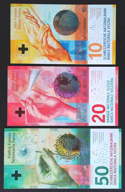世界靓号纸钞第七十七期 - 2015-16年瑞士10 20 50法郎 10和20都是无47 50是无4 全新UNC