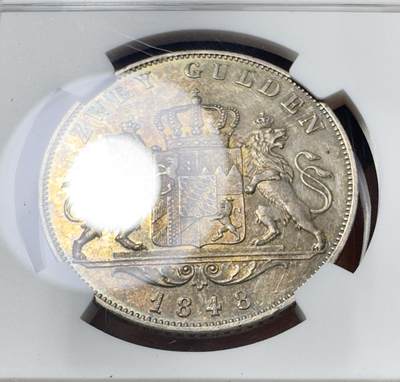 甄臻铺-世界币章拍卖（第38期）立冬小精品场，送拍享返佣金等优惠多多 NGC-UNCD 1848年德国巴伐利亚路德维希一世流通2盾 1848年欧洲大革命中路一被迫退位 这最后末年流通泰勒见证着风流艺术国王最后的容光