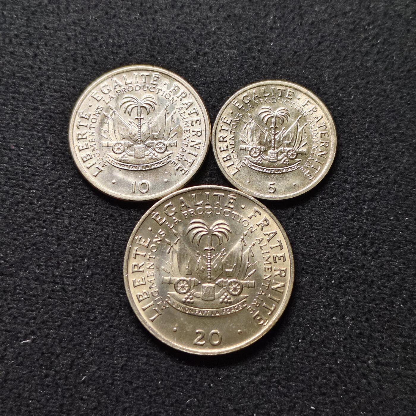 【全场包邮】纯粹捡漏拍476场（免费代拍第13场）调整中 海地1972-1975年FAO粮农纪念币三枚BU稀少