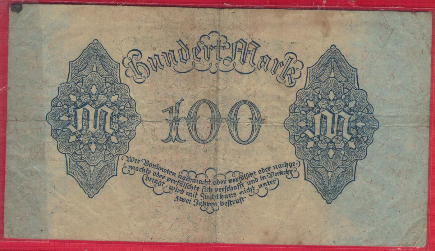  德国1922年100马克 P-75 实物图 八五品