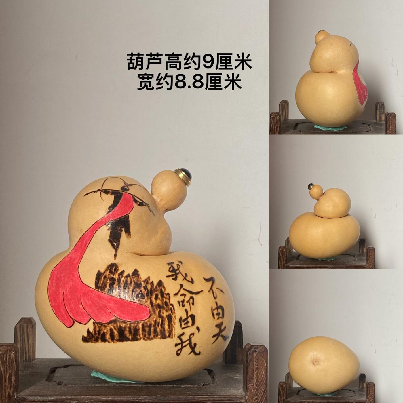 听雨轩（20）文玩葫芦一物一拍专场 纯手工烙画烫画彩绘葫芦 我命由我