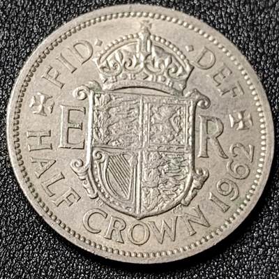 泉币菌-第125场-126场 并场 精品福利场(本场由于周日截拍，需要下周周末发货，感谢理解) - 英国1962年半克朗硬币 伊丽莎白二世女王 32mm 铜镍 