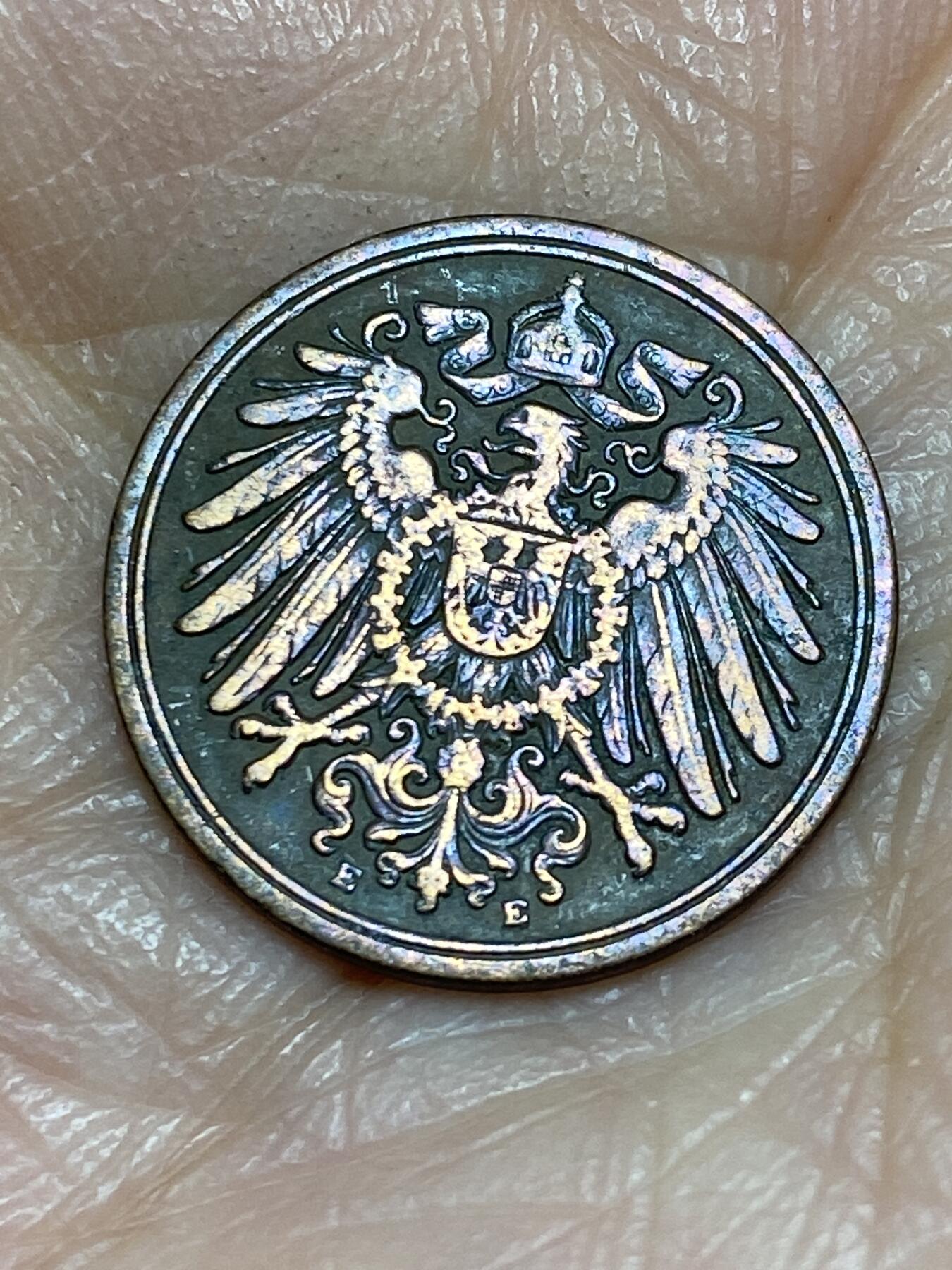 2025年第一百二十五场(总第一百五十一场）外国好品散币(免佣金) 德意志帝国1904年1芬尼(威廉二世时期，E标穆尔登许滕造)