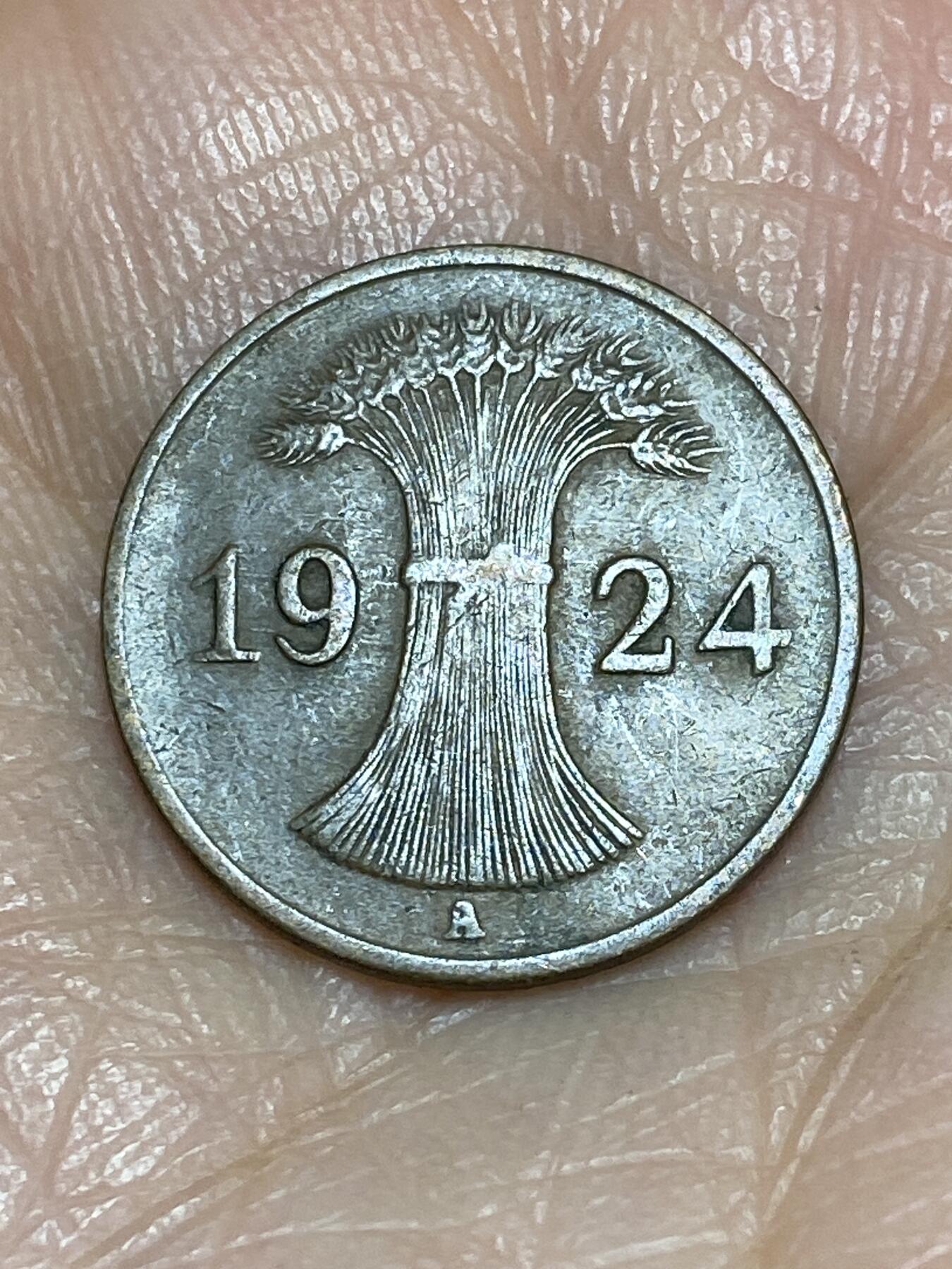 2025年第一百二十五场(总第一百五十一场）外国好品散币(免佣金) 德意志魏玛共和国1924年1芬尼(地产抵押马克，A标柏林造)