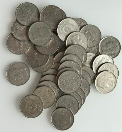  外国优质老铜币银币，周六九点倒数截拍，满百包邮，可寄存半年，喜欢朋友微信扫描二维码可直接参拍 - 比利时博杜安一世1法郎43个