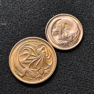【全场包邮】纯粹捡漏拍476场（免费代拍第13场）调整中 - 澳大利亚各年份花冠女王1-2分铜币2枚一组