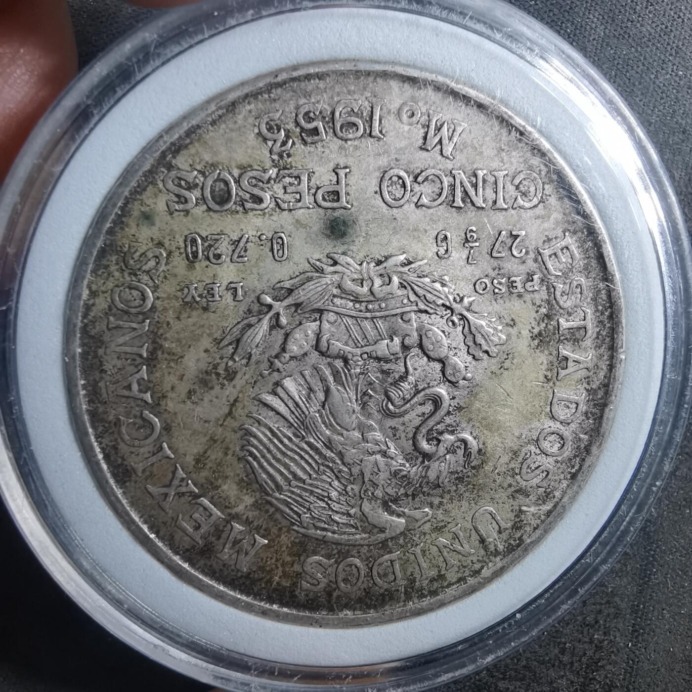 沼泽如烟--第895场 墨西哥1953年5比索银币27.77克成色0.720