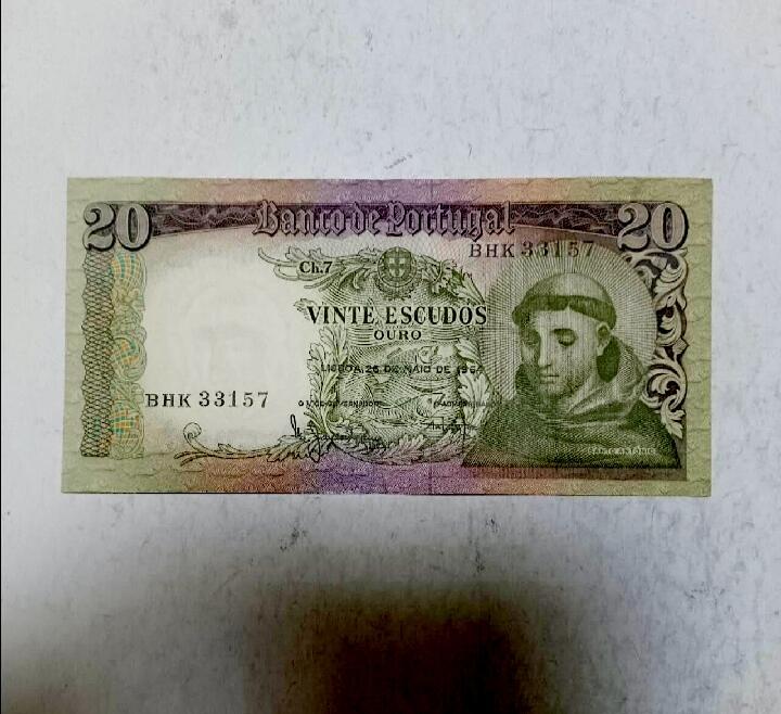 葡萄牙1964年20埃斯库多靓品纸币