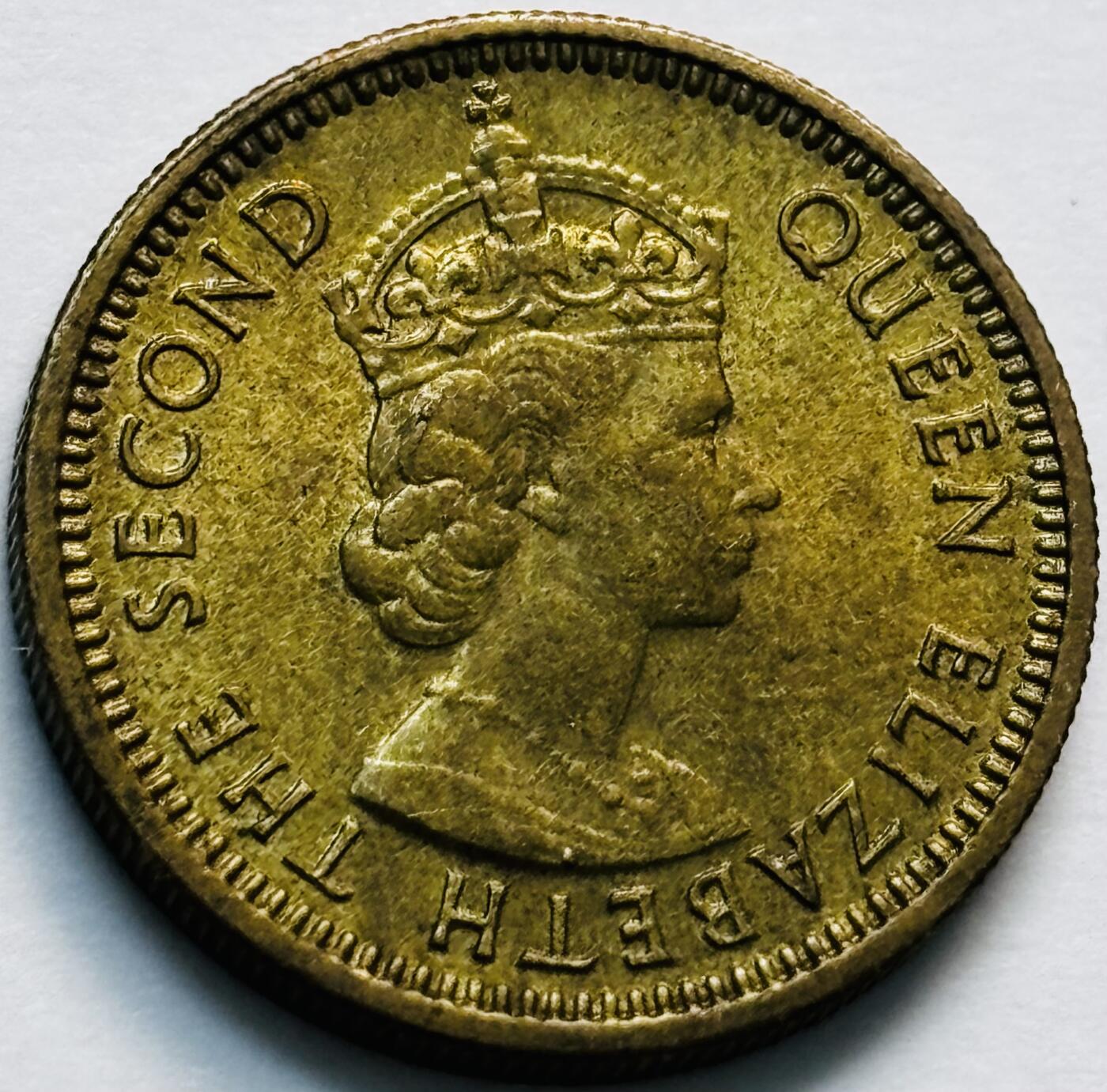 文馨钱币收藏第 280 场， 长期接收代拍品 原铜光品相 1971 年英属香港五仙铜币，伊丽莎白二世时期，第三版首发年