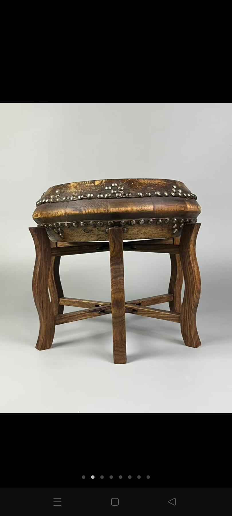 旧藏【道门八卦鼓】，牛皮鼓+花梨木鼓架用于斋醮科仪、音乐伴奏及地方宗教活动，全品完整、尺寸如图！