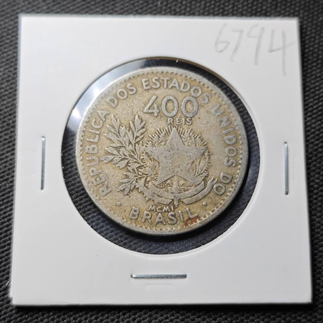KK钱币收藏小铺  第367场  2月预留时间 周末发货  巴西400瑞斯