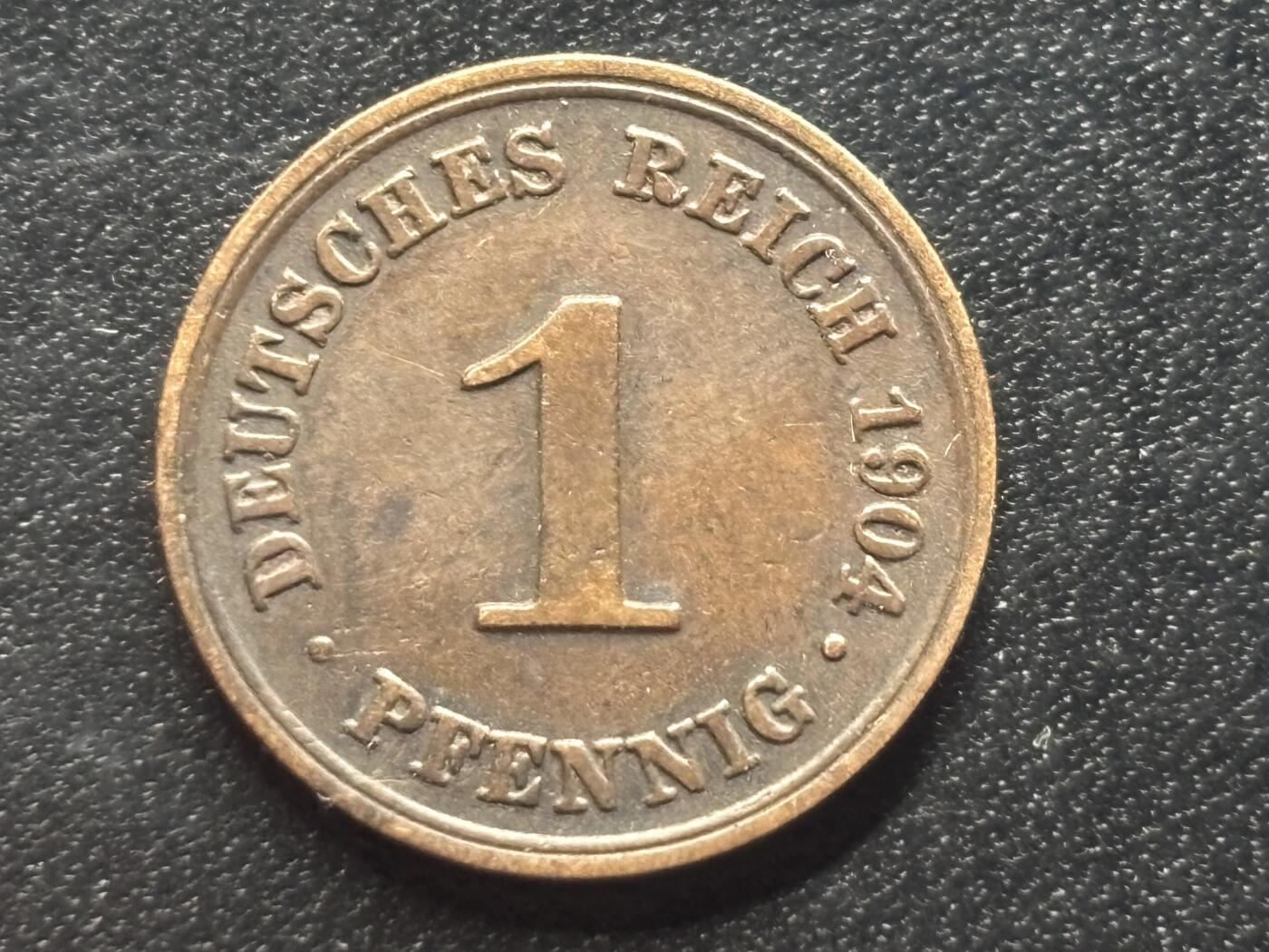 邮泉阁限时拍卖第三十五场 德国硬币专场（硬币在国外。请付邮费6元。） 德意志帝国1904年1芬尼D版