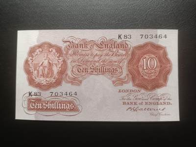 2025十一月第三期，总201期 - 英格兰A序列10先令Cattern签名AUNC，极稀有战前1930年代常规发行褐色版稀有签名（常见品种一般发行于1950年代）