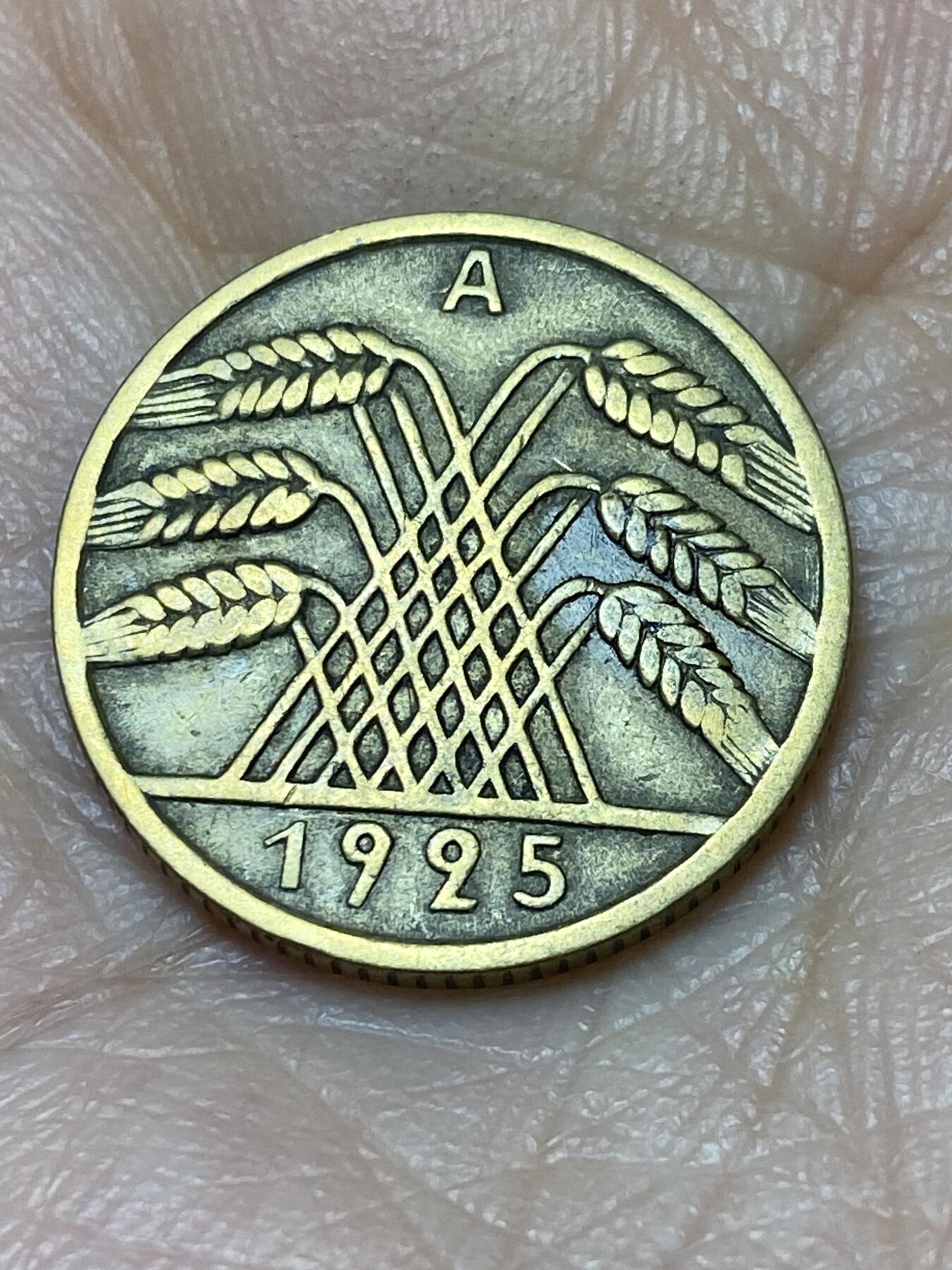 2025年第一百二十六场(总第一百五十二场）外国好品散币(免佣金) 德意志魏玛共和国1925年10芬尼(A标，柏林造)