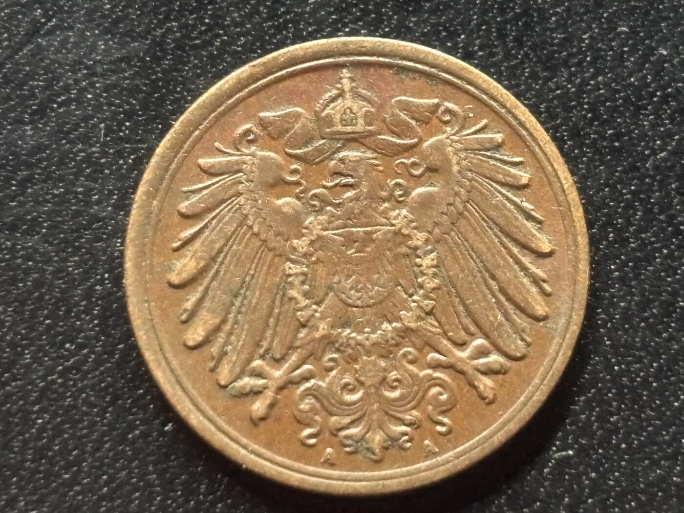 邮泉阁限时拍卖第三十五场 德国硬币专场（硬币在国外。请付邮费6元。） 德意志帝国1914年1芬尼A版