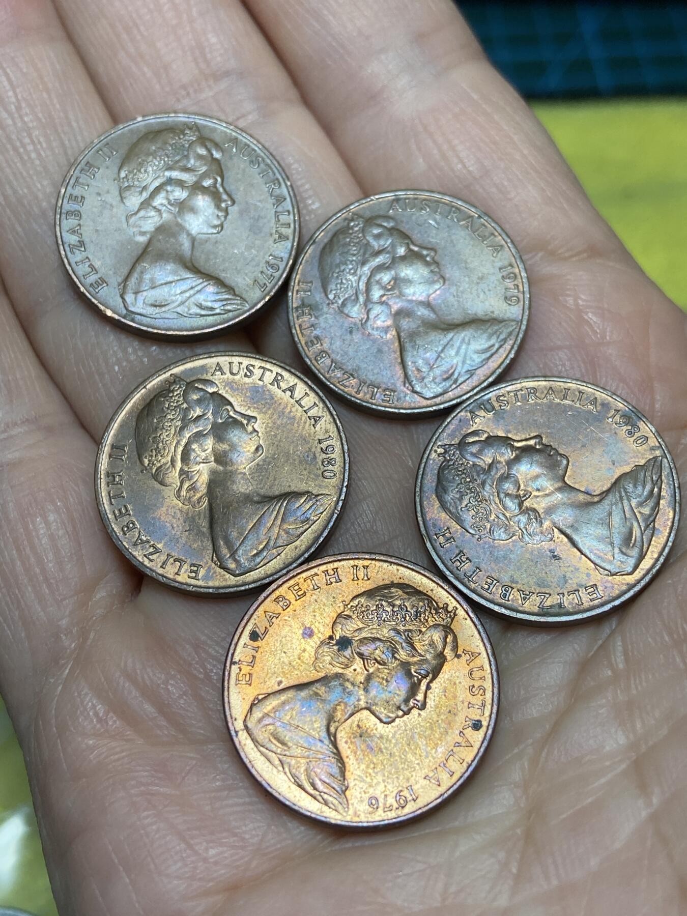 2025年第一百二十六场(总第一百五十二场）外国好品散币(免佣金) 澳大利亚🇦🇺2分5枚：1976年77年79年80年