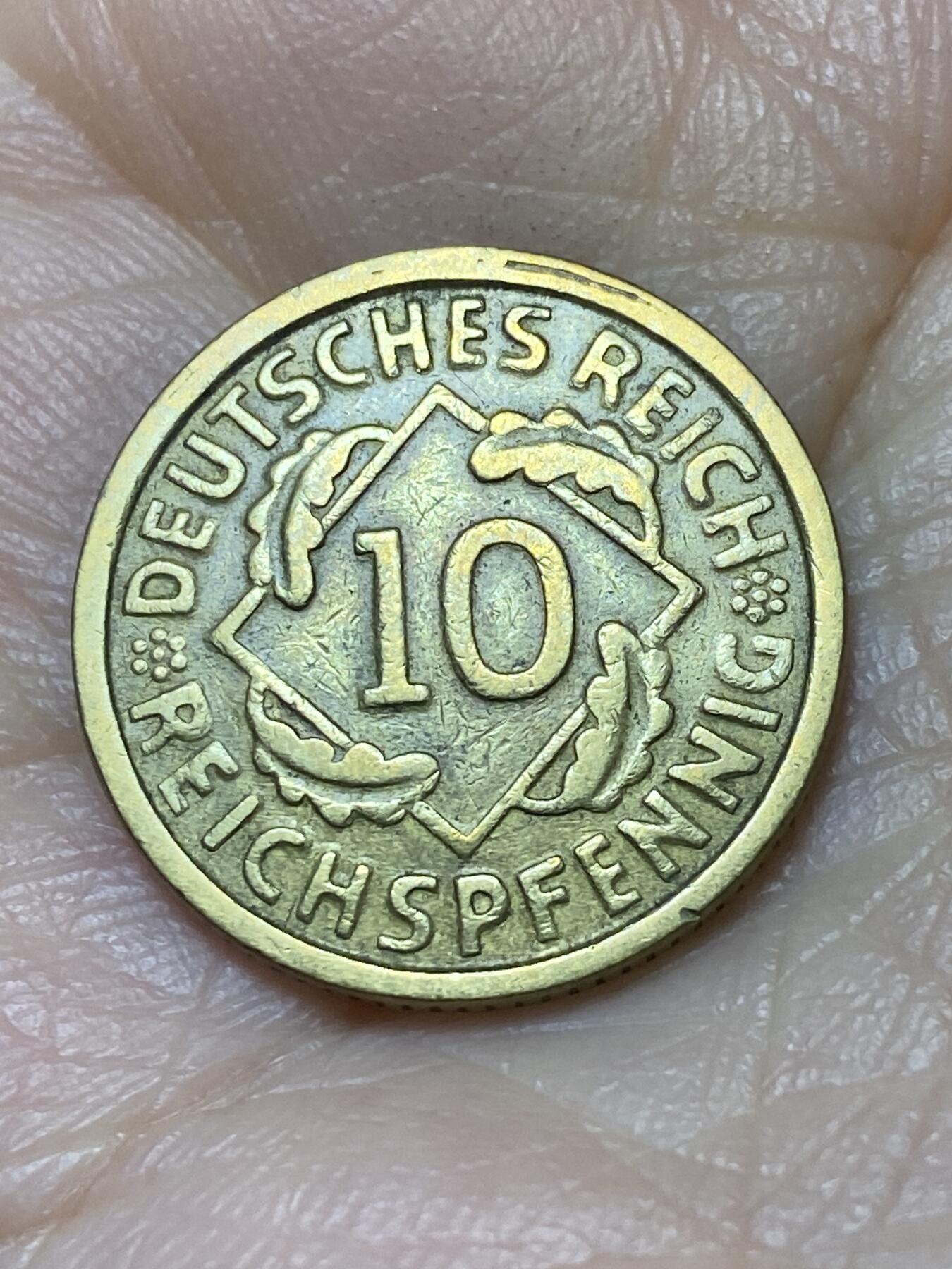 2025年第一百二十六场(总第一百五十二场）外国好品散币(免佣金) 稀少年份厂标–德意志魏玛共和国1926年10芬尼(G标，卡尔斯鲁厄造)