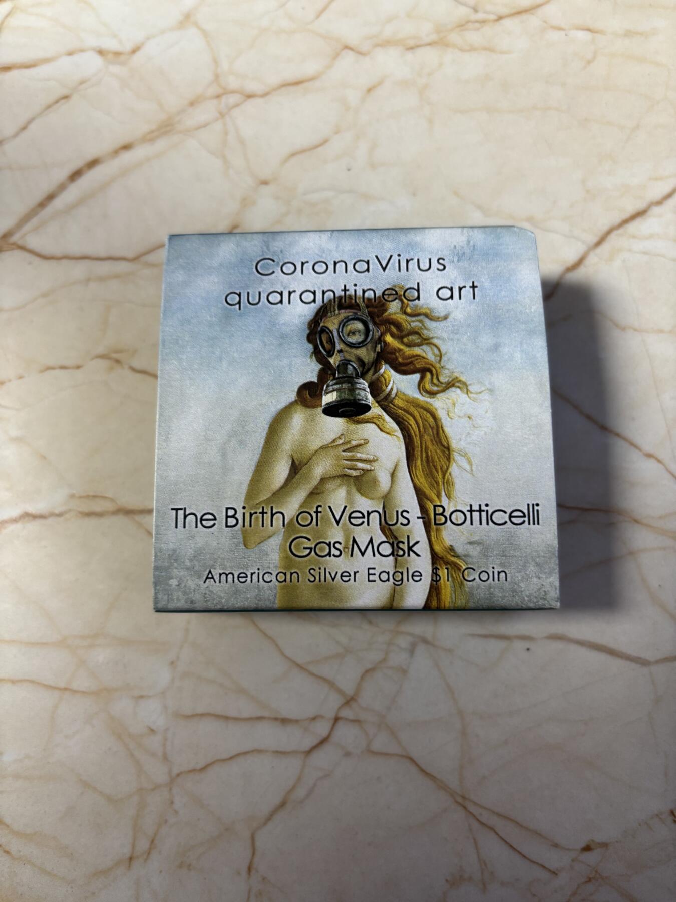 第181期拍卖 美国2020年女神鹰洋疫情名画2维纳斯的诞生彩银币，999银镀金，1盎司，发行199枚