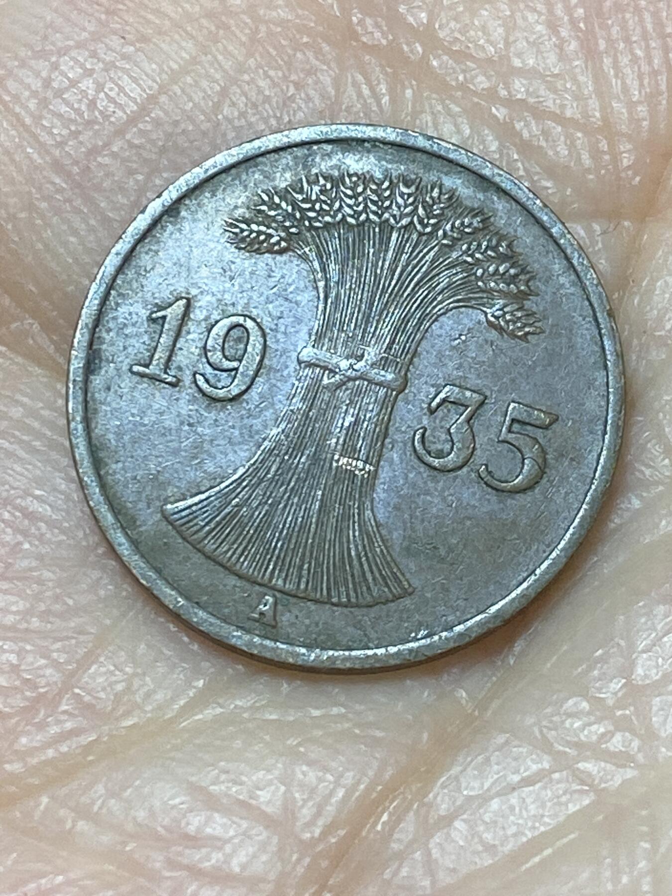 2025年第一百二十六场(总第一百五十二场）外国好品散币(免佣金) 德意志魏玛共和国1935年1芬尼(A标，柏林造)