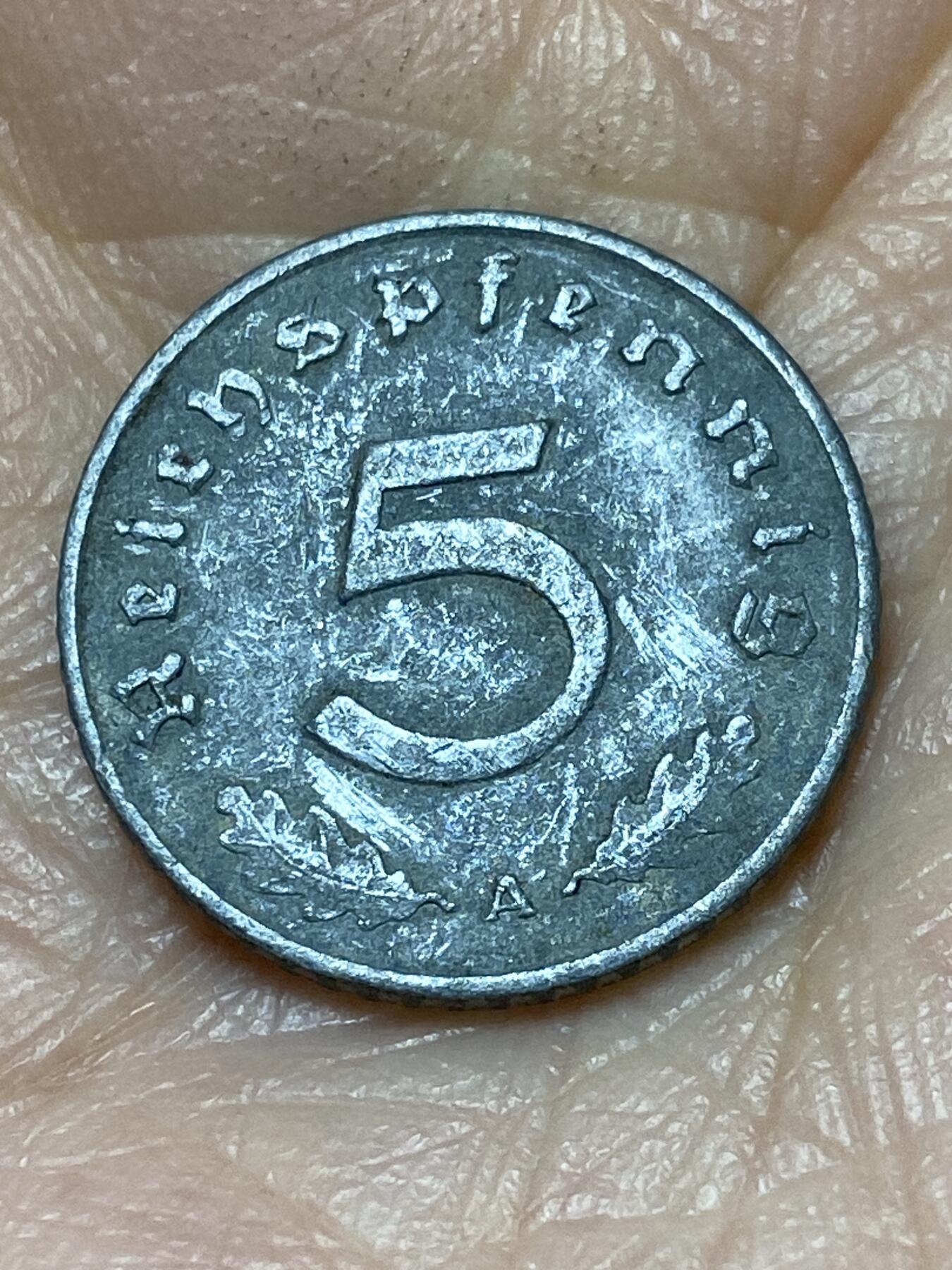 2025年第一百二十六场(总第一百五十二场）外国好品散币(免佣金) 德意志第三帝国1940年5芬尼(A标，柏林造)