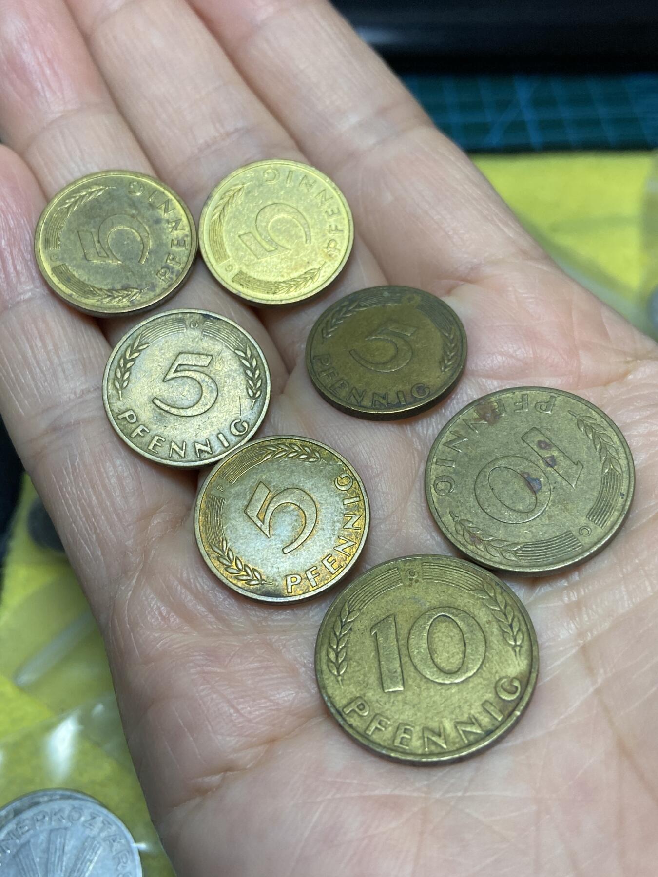 2025年第一百二十六场(总第一百五十二场）外国好品散币(免佣金) 德国🇩🇪7枚：1950年78年84年49年5芬尼，1949年50年10芬尼(包含两枚Bank 银行版)