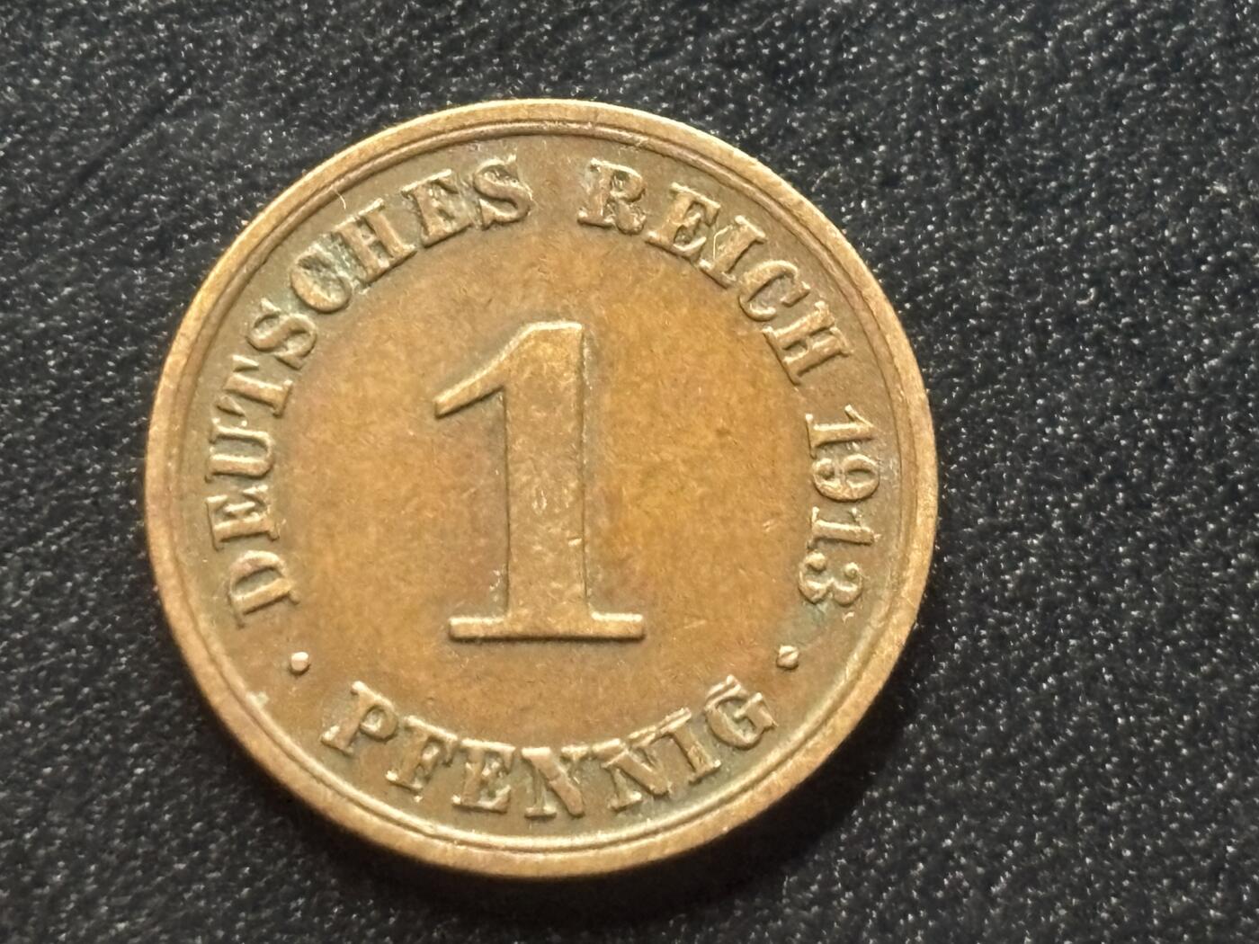 邮泉阁限时拍卖第三十五场 德国硬币专场（硬币在国外。请付邮费6元。） 德意志帝国1913年1芬尼A版