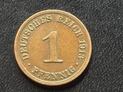 邮泉阁限时拍卖第三十五场 德国硬币专场（硬币在国外。请付邮费6元。） 德意志帝国1913年1芬尼A版