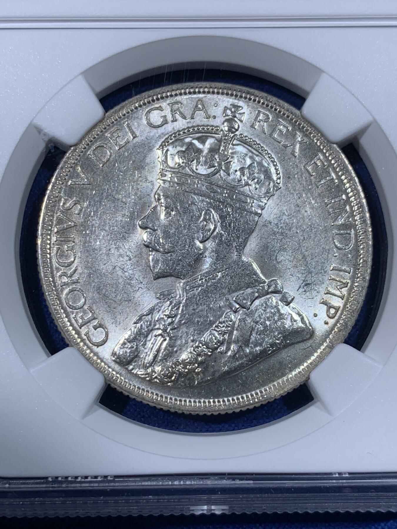 《竞宝斋》第436场 周日，周一2场连拍 （全场包邮） NGC MS62 加拿大1936年乔治五世一元银币 转光明显 原ICCS评级ms63 个人感觉低评