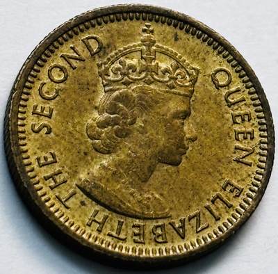 文馨钱币收藏第 280 场， 长期接收代拍品 - 原铜光品相 1971 年英属香港五仙铜币，伊丽莎白二世时期，第三版首发年