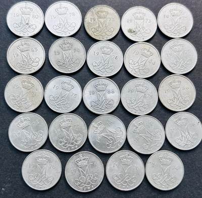 文馨钱币收藏第 280 场， 长期接收代拍品 - 原光好品丹麦玛格丽特二世时期 10 欧尔 24 枚