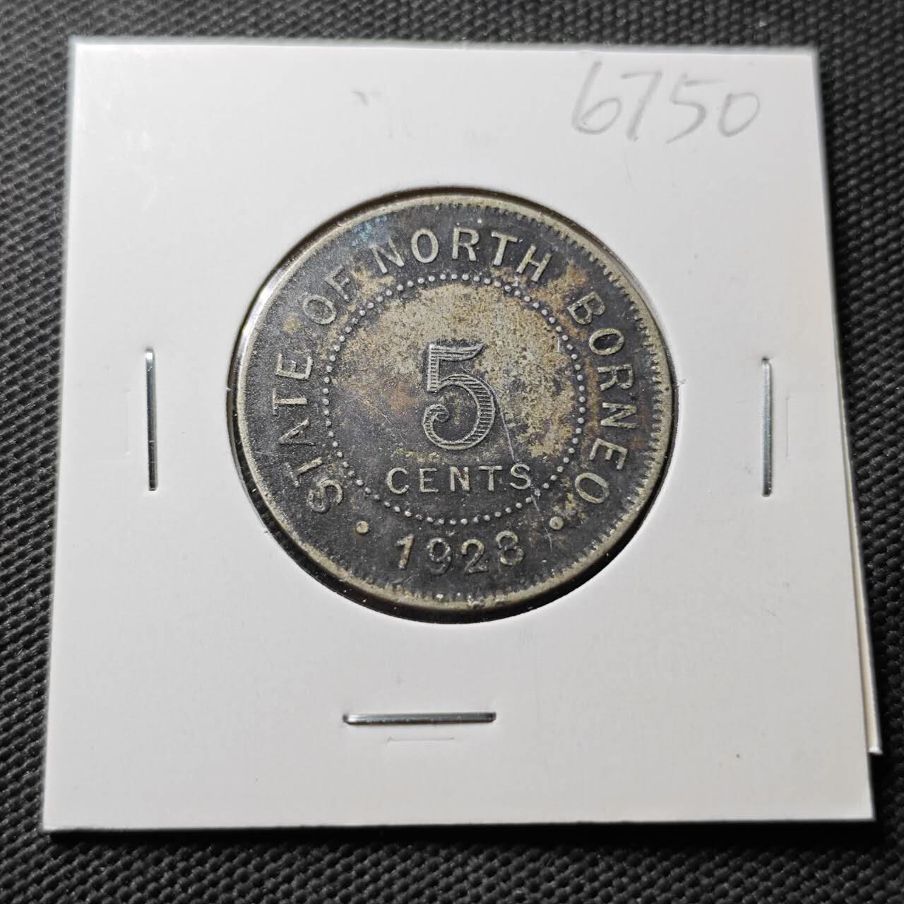 KK钱币收藏小铺  第367场  2月预留时间 周末发货  1923英属北婆罗洲5分镍币