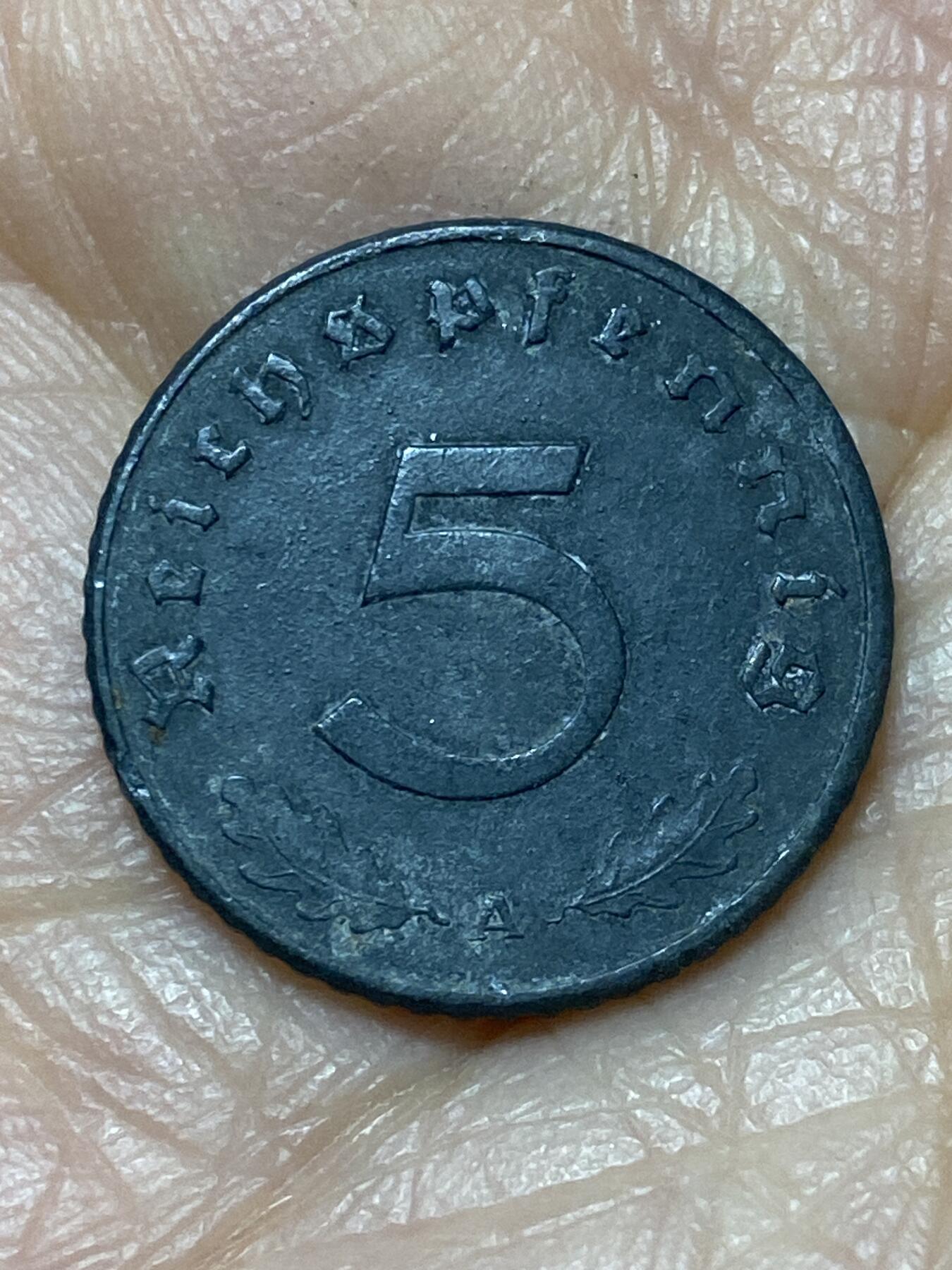 2025年第一百二十六场(总第一百五十二场）外国好品散币(免佣金) 好品–德意志第三帝国1943年5芬尼(A标，柏林造)