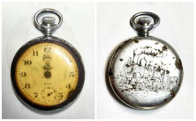 2025年吉藏纸杂文献秋季专场拍卖会 - 民国时期十九路军蔡廷锴像纪念怀表一只 表直径约4.9cm;怀表厚度约1.4cm;怀表总长约6.6cm