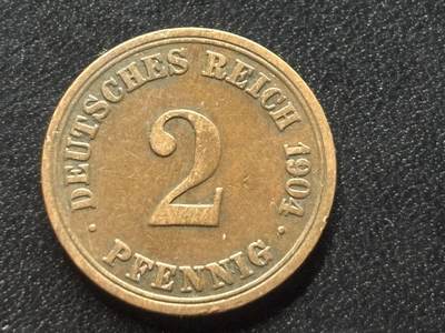 邮泉阁限时拍卖第三十五场 德国硬币专场（硬币在国外。请付邮费6元。） - 德意志帝国1904年2芬尼A版