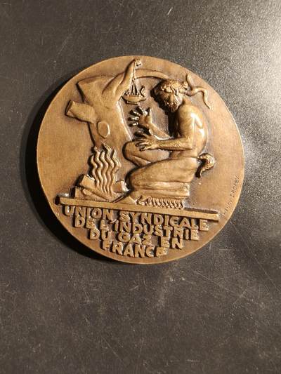 老王徽章第162期 -  法国电气公司大铜章 大师Dropsy作品 直径54mm. 重量77.9g