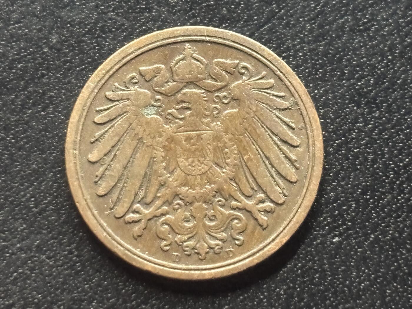 邮泉阁限时拍卖第三十五场 德国硬币专场（硬币在国外。请付邮费6元。） 德意志帝国1907年1芬尼D版