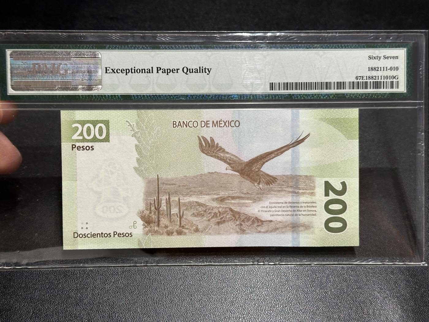 《外钞收藏家》第五百八十三期（精选场）（本期拍品丰富）（本平台长期征集拍品、欢迎藏友们联系合作） 2019年墨西哥200比索 纪念钞 PMG67