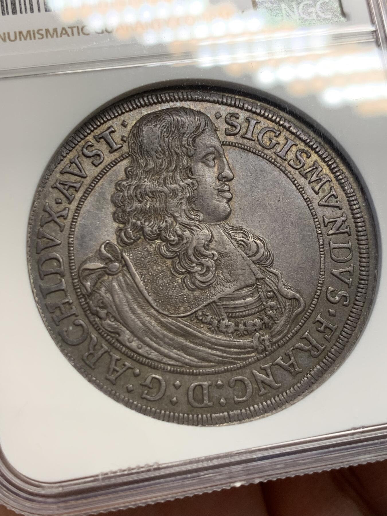 《竞宝斋》第436场 周日，周一2场连拍 （全场包邮） NGC AU58 奥地利 1665 蒂罗尔 泰勒大银币 独年发行 稀少品种 自然深包浆