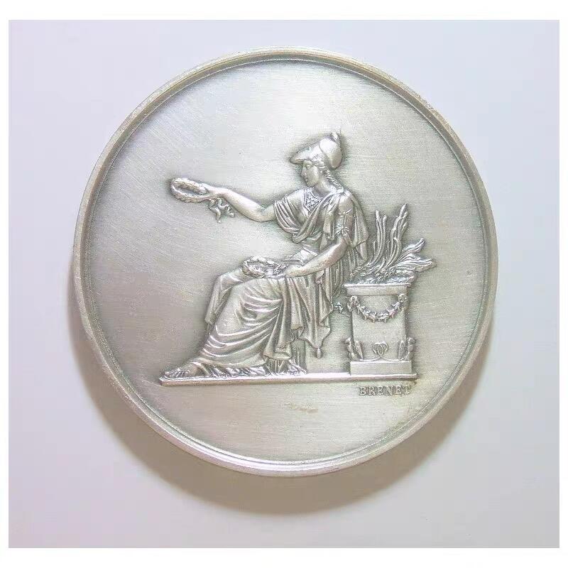 【艺术】法国艺术大章 女神玛丽安娜坐像高浮雕精制超大镀银章 60MM 100克