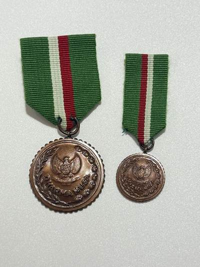 韵星假日精品2025秋季军品类拍卖会-- Rimey Holidays Boutique 2025 Autumn Militaria Sale - 印度尼西亚铜级国土忠诚服务奖章带mini一套