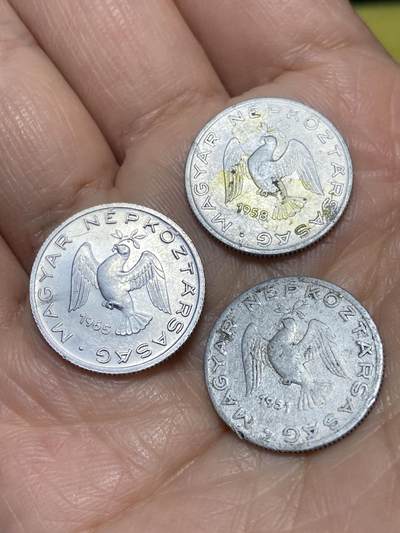 2025年第一百二十六场(总第一百五十二场）外国好品散币(免佣金) - 稀少早期年份– 匈牙利🇭🇺10菲勒3枚：1951年58年65年(第一版大尺寸齿边版)