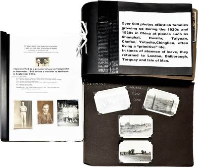 2025年吉藏纸杂文献秋季专场拍卖会 - 民国时期英国传教士后代柯喜乐全家在华相册照片500余张。包括上海、获鹿、太愿、芝罘、峪道河等地区。也包括回伦敦的照片（1920-1940年代） (相册)21×29.6×0.5cm-
28×19.2×3cm;
(照片)3.9×2.8cm-17.5×12.7cm