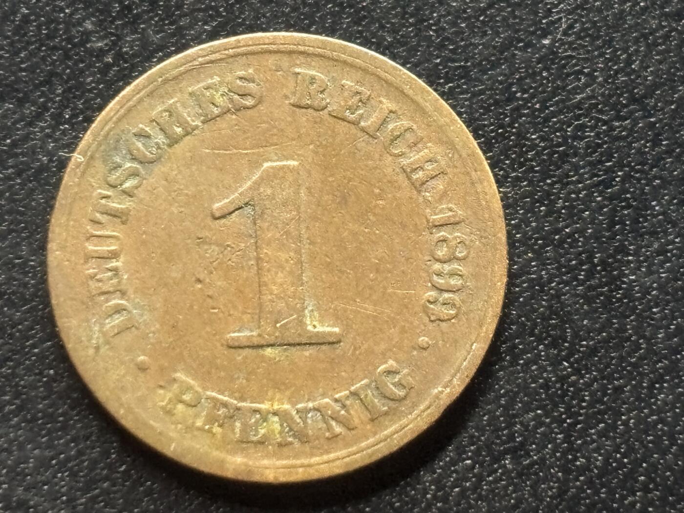 邮泉阁限时拍卖第三十五场 德国硬币专场（硬币在国外。请付邮费6元。） 德意志帝国1899年1芬尼A版