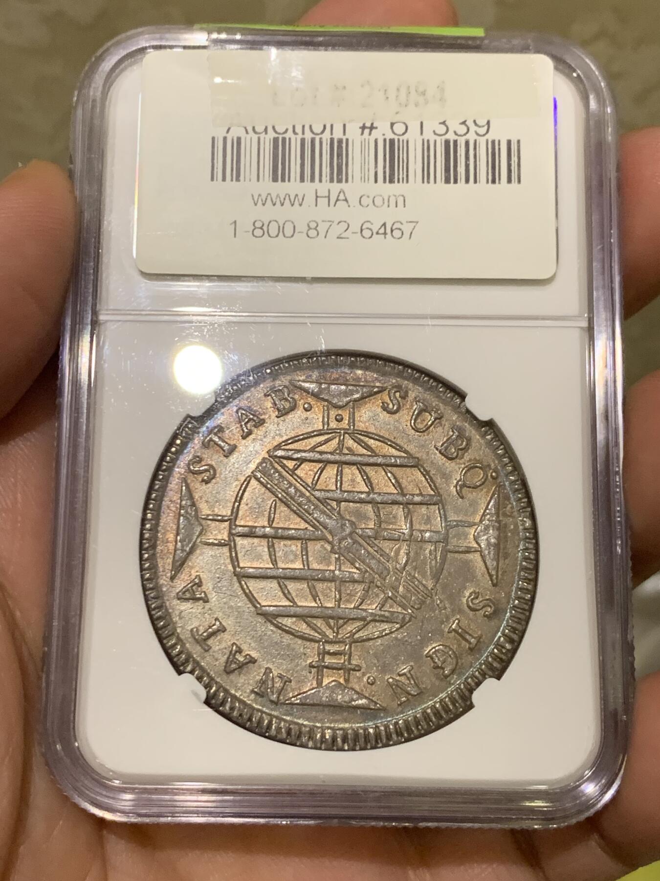 《竞宝斋》第436场 周日，周一2场连拍 （全场包邮） NGC MS63 葡属巴西 1815年B版960R大银币 包浆特别漂亮 打的也很正 光泽度很不错