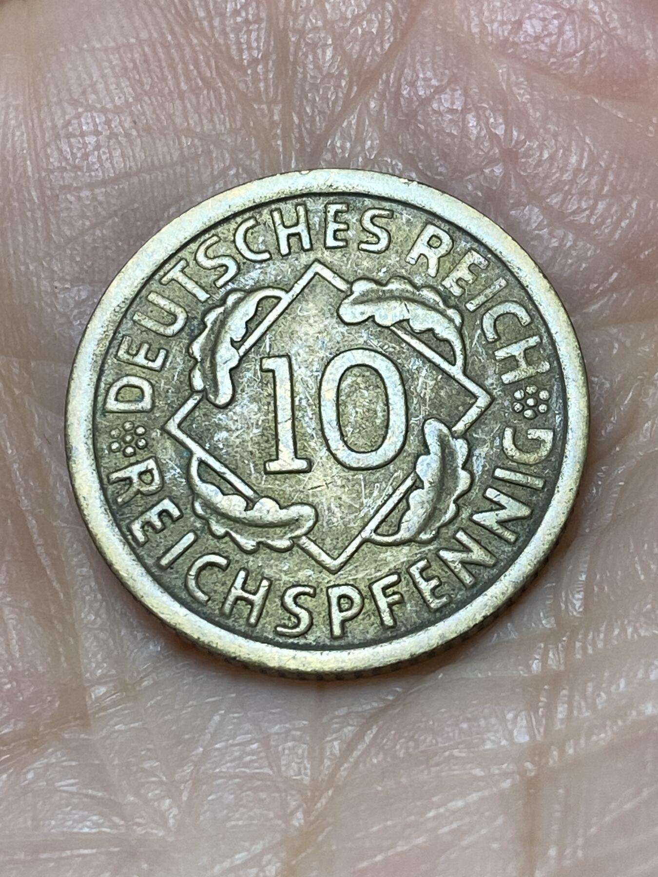 2025年第一百二十六场(总第一百五十二场）外国好品散币(免佣金) 稀少年份厂标–德意志魏玛共和国1929年10芬尼(E标，穆尔登许滕造)