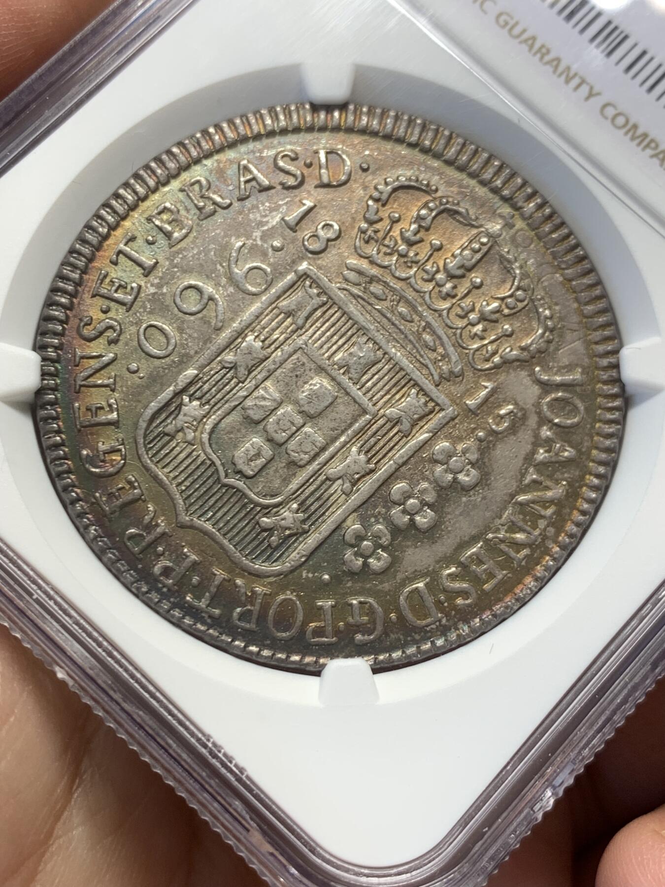 《竞宝斋》第436场 周日，周一2场连拍 （全场包邮） NGC MS63 葡属巴西 1815年B版960R大银币 包浆特别漂亮 打的也很正 光泽度很不错